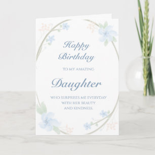 Blue Floral Wreath Daughter Birthday Card