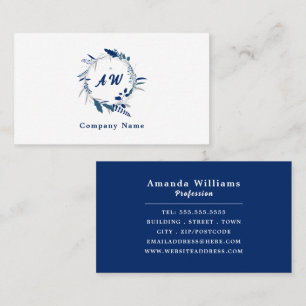 Blue Floral Wreath, Floral Business Card