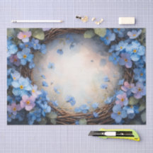 Blue Floral Wreath Watercolor