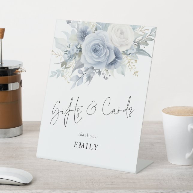 Blue Florals Gifts Cards Bridal Shower Sign (In SItu)