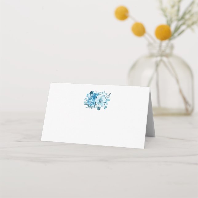 Blue Florals Tented Place Cards (Front)
