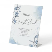 Blue Floris Photo Guest Book Pedestal Sign