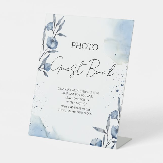 Blue Floris Photo Guest Book Pedestal Sign (Front)