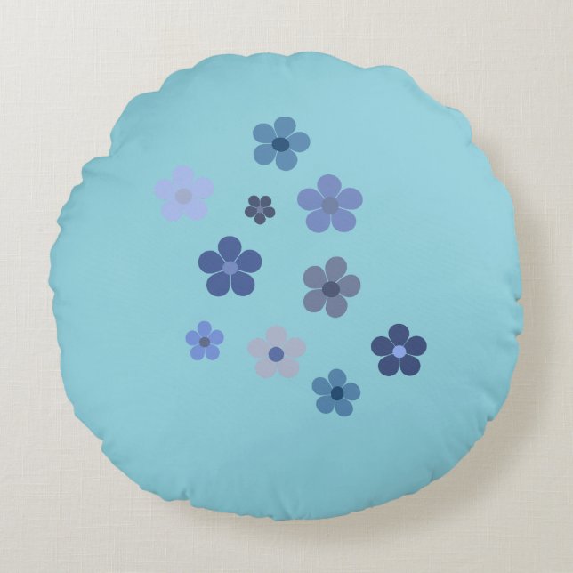 Blue Floural Round Cushion (Front)
