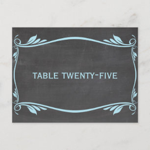 Blue Flourish Chalkboard Table Number Postcard