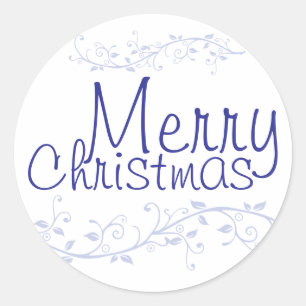 Blue Flourish Merry Christmas Sticker
