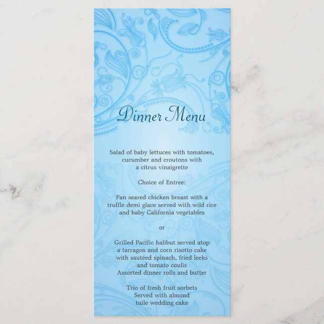 Blue Flourish Wedding Menu (Front)