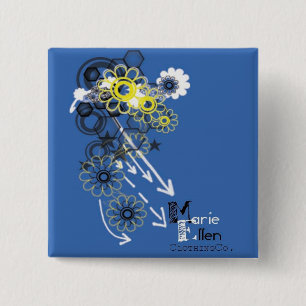 Blue flower 15 cm square badge