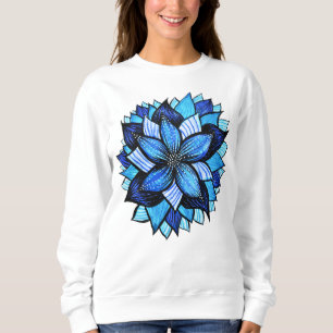 Blue flower abstract botanical nature lover sweatshirt