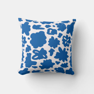 Blue Flower Abstract Pattern Throw Pillow