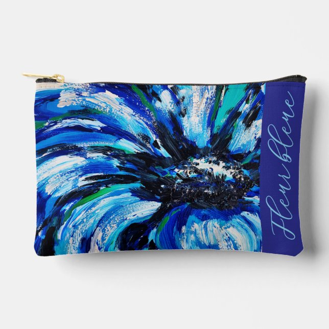 Blue flower accessory pouch (Front)