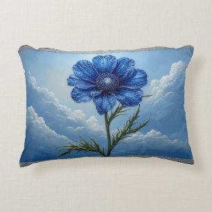 Blue Flower Against Bright Cloudy Sky Decorative Cushion