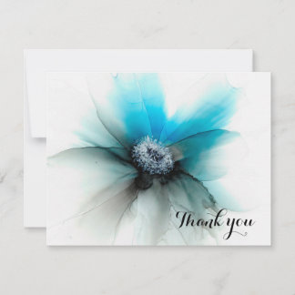 blue flower/alcohol inks thank you card