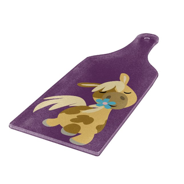 Blue Flower and Cartoon Pony Paddle Cutting Board (Corner)