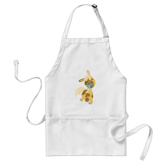 Blue Flower and Cute Cartoon Pony Apron (Front)