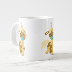 Blue Flower and Cute Cartoon Pony Jumbo Mug