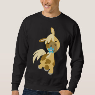 Blue Flower and  Pony T-shirt Sweatshirt