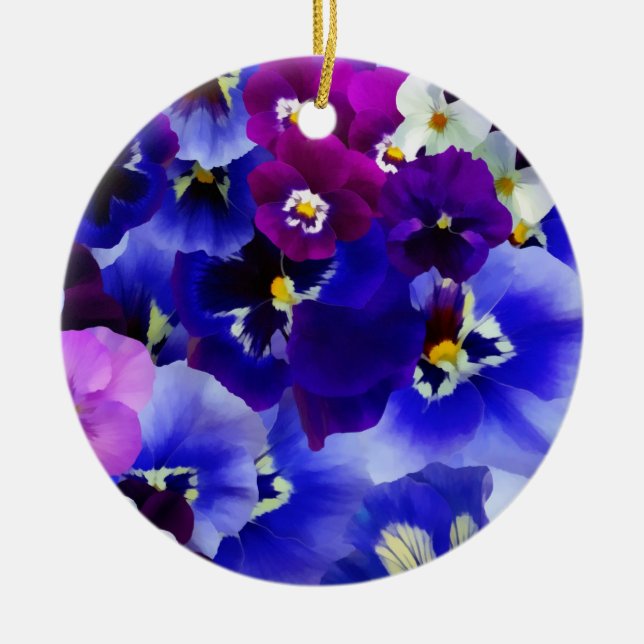Blue Flower Arrangement Ceramic Tree Decoration (Front)