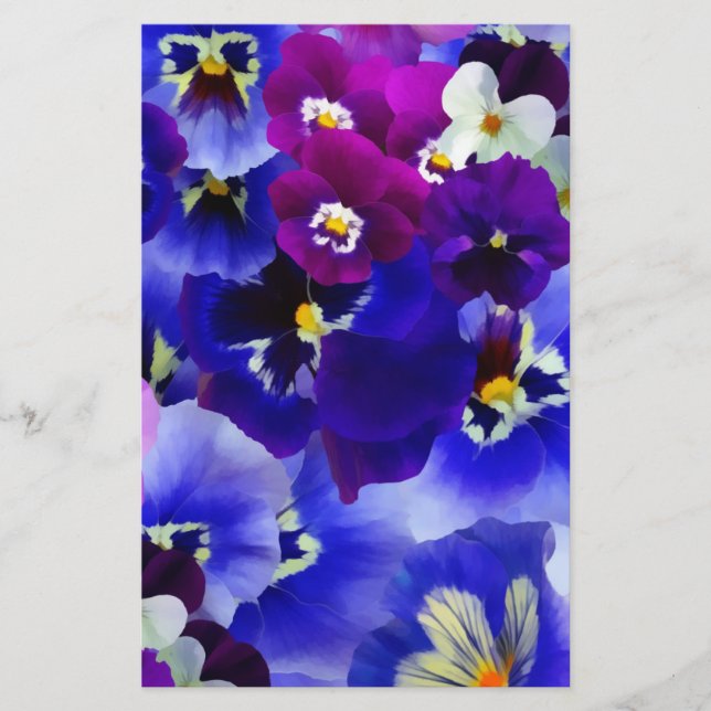 Blue Flower Arrangement Stationery (Front)
