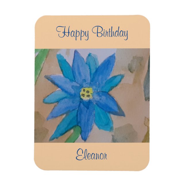 Blue Flower Birthday Magnet (Vertical)