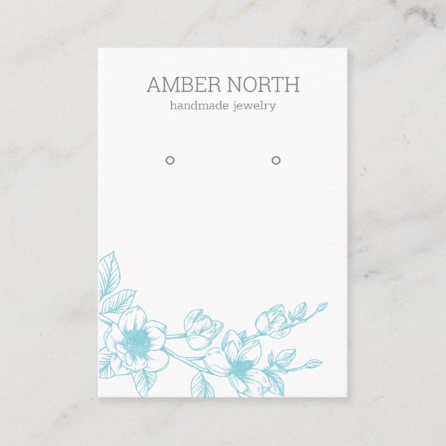 Blue Flower Blossom Earring Display Card (Front)