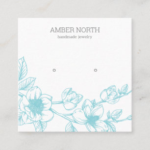 Blue Flower Blossom Jewellery Stud Earring Display Square Business Card
