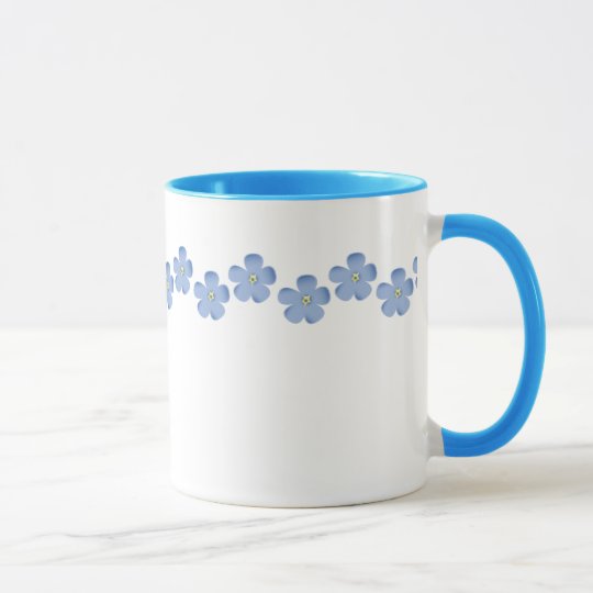 Blue Flower Border Mug
