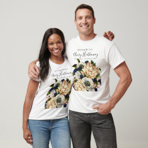 Blue Flower Bouquet Funeral Memorial T-Shirt