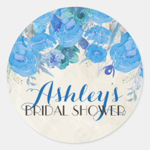 Blue Flower Bridal Shower Sticker
