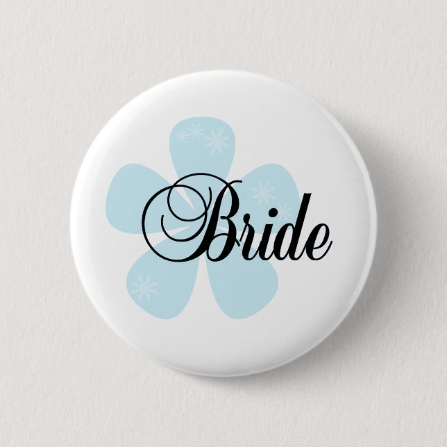 Blue Flower Bride 6 Cm Round Badge (Front)