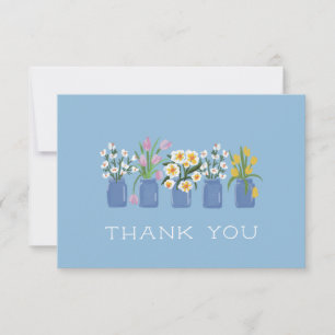 Blue Flower Cart Matching Mason Jar Thank You Card