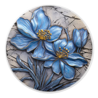 Blue Flower Ceramic Knob