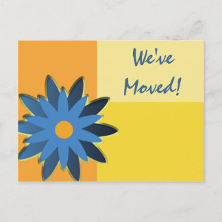 Blue Flower Colour Block Change of Address Announcement Postcard