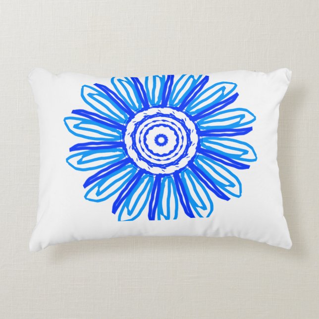 blue flower decorative cushion (Front)