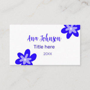 Blue flower doodle name title year 20XX profession Business Card