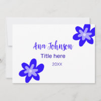 Blue flower doodle name title year 20XX profession