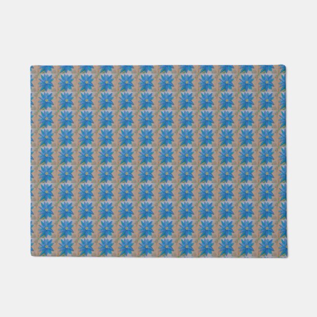 Blue Flower  Doormat (Front)