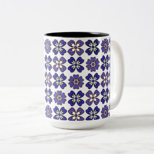 Blue Flower Dream Two-Tone Coffee Mug