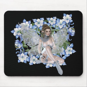Blue Flower Fairy Design Mouse Mat