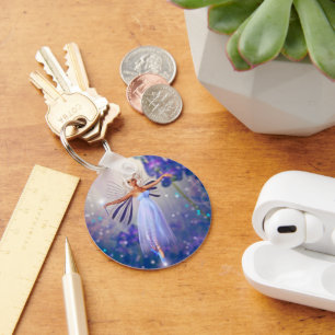 Blue Flower Fairy Key Ring