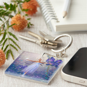 Blue Flower Fairy Key Ring