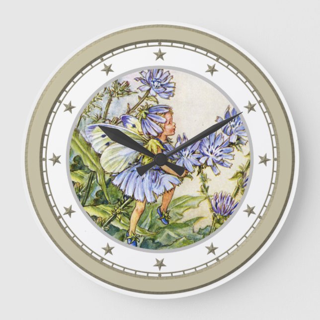 Blue Flower Fairy Large Clock (Front)