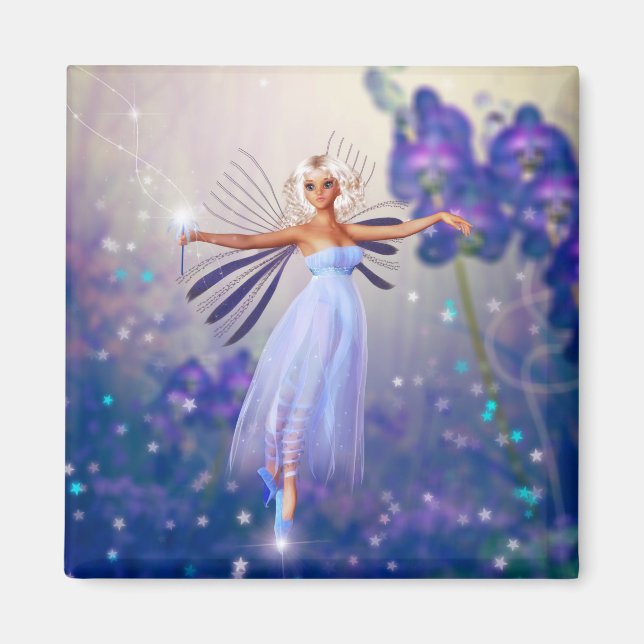 Blue Flower Fairy Magnet (Front)