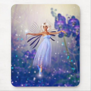 Blue Flower Fairy Mouse Mat