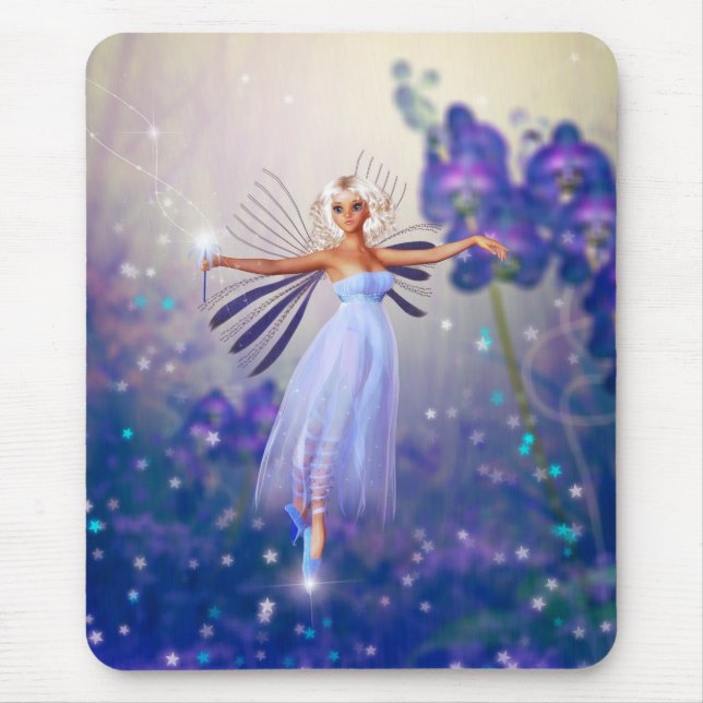 Blue Flower Fairy Mouse Mat (Front)