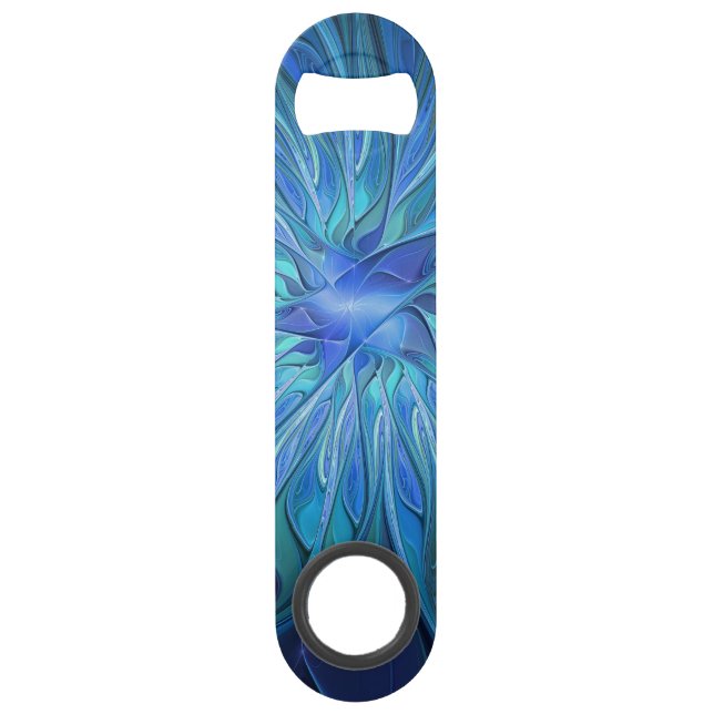 Blue Flower Fantasy Pattern, Abstract Fractal Art (Front)