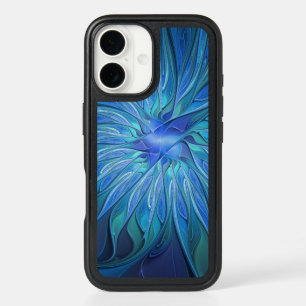 Blue Flower Fantasy Pattern, Abstract Fractal Art