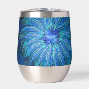 Blue Flower Fantasy Pattern, Abstract Fractal Art