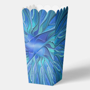 Blue Flower Fantasy Pattern, Abstract Fractal Art Favour Box