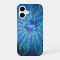 Blue Flower Fantasy Pattern, Abstract Fractal Art